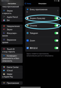 Доступ к микрофону у браузеров на iPad